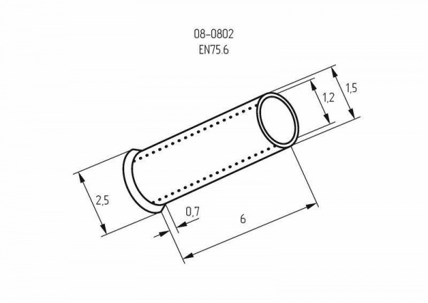 Наконечник штыревой втулочный (НШВ L-6мм) 0.75кв.мм (EN75.6) REXANT 08-0802